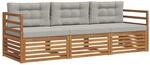 vidaXL Outdoor-Sofagarnitur mit Kissen 3-Tlg Natur und Hellgrau 3372921