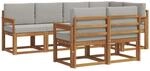 vidaXL Outdoor-Sofagarnitur mit Kissen 7-Tlg Natur und Hellgrau 3366524