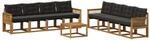 vidaXL Outdoor-Sofagarnitur mit Kissen 9 Stk Natur und Schwarz 3381860