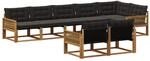 vidaXL Outdoor-Sofagarnitur mit Kissen 8 Stk Natur und Schwarz 3381508