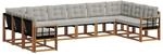 vidaXL Outdoor-Sofagarnitur mit Kissen 10-Tlg Natur und Hellgrau 3369102