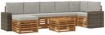 vidaXL Outdoor-Sofagarnitur mit Kissen 8 Stk Natur und Hellgrau 3384667
