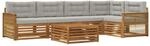 vidaXL Outdoor-Sofagarnitur mit Kissen 6 Stk Natur und Hellgrau 3383389