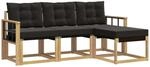 vidaXL Outdoor-Sofagarnitur mit Kissen 4-Tlg Wei&szlig; und Schwarz 3389362