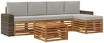 vidaXL Outdoor-Sofagarnitur mit Kissen 6 Stk Natur und Hellgrau 3384277