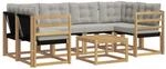 vidaXL Outdoor-Sofagarnitur mit Kissen 7-Tlg Wei&szlig; und Hellgrau 3389249
