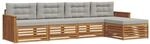 vidaXL Outdoor-Sofagarnitur mit Kissen 5-Tlg Natur und Hellgrau 3373296