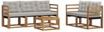 vidaXL Outdoor-Sofagarnitur mit Kissen 6-Tlg Natur und Hellgrau 3368390