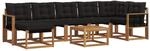 vidaXL Outdoor-Sofagarnitur mit Kissen 8-Tlg Natur und Schwarz 3368911