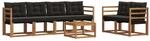 vidaXL Outdoor-Sofagarnitur mit Kissen 7-Tlg Natur und Schwarz 3368415