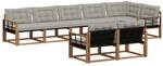 vidaXL Outdoor-Sofagarnitur mit Kissen 8-Tlg Natur und Hellgrau 3369582