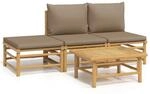 vidaXL 4-tlg Garten-Lounge-Set mit Taupe Kissen Bambus Modell 3