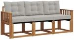 vidaXL Outdoor-Sofagarnitur mit Kissen 3-Tlg Natur und Hellgrau 3368350