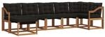 vidaXL Outdoor-Sofagarnitur mit Kissen 7-Tlg Natur und Schwarz 3368891