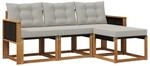 vidaXL Outdoor-Sofagarnitur mit Kissen 4 Stk Natur und Hellgrau 3381863