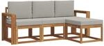 vidaXL Outdoor-Sofagarnitur mit Kissen 4 Stk Natur und Hellgrau 3366224