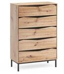 Vicco Kommode Elvano Eiche/Schwarz 79 x 120 mit 5 Schubladen Art Nr 61288