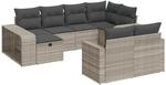 vidaXL 10-Tlg Garten-Sofagarnitur mit Kissen Hellgrau Poly Rattan 3326066