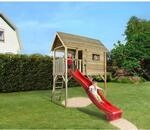 Weka Stelzen-Spielhaus Tabaluga mit Wellenrutsche Rot 332 cm x 125 cm x 235 cm