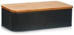 Zeller Brotkasten Metall mit Bambusdeckel 42,5 cm x 23 cm x 12,3 cm Matt Schwarz