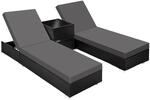 Tectake 2Er Set Aluminium Rattan Sonnenliegen Wetterfest und Uv Best&auml;ndig 5 Fach