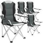 Tectake Campingstuhl Faltbar Gepolstert Mit Getr&auml;nkehalter 4Er Set 60 x 88 x 110