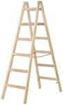 Hymer Holz Sprossenstehleiter mit Eimerhaken 2x6 Sprossen