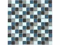 Mosaikmatte Glas Grau Blau Weiß Mix 30 cm x 30 cm