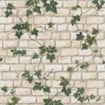 Bricoflor Steinwand Tapete mit Efeu Vintage Mauertapete in Creme und Gr&uuml;n