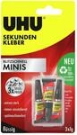 Uhu Sekundenkleber Blitzschnell Minis Fl&uuml;ssig 3 x 1 g mit Aufbewahrungsbox