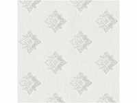 Bricoflor Ornament Textiltapete Weiß Grau Elegante Tapete mit Muster Edel Ideal für