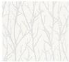 Bricoflor Baum Tapete überstreichbar Äste Vliestapete in Weiß Grau für Wohnzimmer