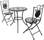 vidaXL 3-Tlg Bistro-Set Keramik Schwarz und Wei&szlig; 271772