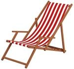 Erst-Holz Holz-Liegestuhl Sonnenliege Strandliege mit Stofffarbe Rot-Wei&szlig; 10-300