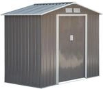 Outsunny Ger&auml;tehaus mit Pultdach Stahl Grau 213L x 130B x 185H cm