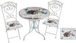 Garden Pleasure Bistro-Set Floral 3-teilg Wei&szlig;