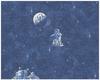 Bricoflor Astronauten Tapete Blau Papier Weltraumtapete für Kinderzimmer Blaue