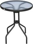 Outsunny Gartentisch Metall Sicherheitsglas Kunststoff Schwarz &Oslash;60 x H70 cm