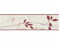 Bricoflor Blätter Bordüre mit Ranken Muster Mediterrane Tapetenborte in Rot und