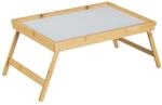 Relaxdays Betttablett Bambus MDF Natur Wei&szlig; Klappbar 23,5 cm x 63 cm x 31 cm 1 kg