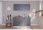 Respekta K&uuml;chenzeile KB150WG 150 cm Grau-Wei&szlig; Gl&auml;nzend
