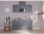 Respekta K&uuml;chenzeile KB150WGMI 150 cm Grau-Wei&szlig; Gl&auml;nzend