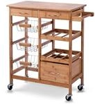 Zeller K&uuml;chenrollwagen Bambus 66 cm x 36 cm x 84 cm Natur