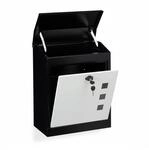 Relaxdays Briefkasten Stahl Schwarz Wei&szlig; Abschlie&szlig;bar Wetterfest 53 x 43,5 x...