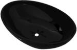 vidaXL Keramik Waschtisch Waschbecken Oval Schwarz 40 x 33 cm 140675