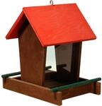 Dobar Vogelhaus mit Acrylglas-Futtersilo 16 cm x 21 cm x 20 cm Braun-Rot