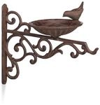 Relaxdays Vogeltr&auml;nke Gusseisen Braun Wetterfest Rostfrei Frostsicher 24 cm x 28 cm