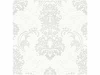 Bricoflor Ornament Tapete mit Glitzer Barock Vliestapete in Weiß Grau Elegant...