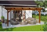 Skan Holz Terrassen&uuml;berdachung Ancona 541 cm x 350 cm Nussbaum