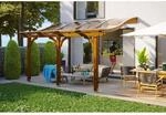 Skan Holz Terrassen&uuml;berdachung Venezia 434 x 239 cm Leimholz Nussbaum